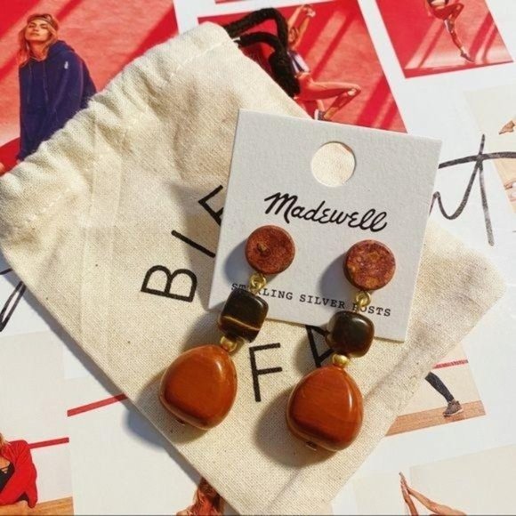 NWT Madewell Statement Stone Earrings In Red - Picture 4 of 6